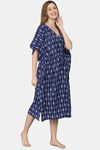 Shararat Cotton Full Length Nightdress - Royal Blue — thumbnail 3